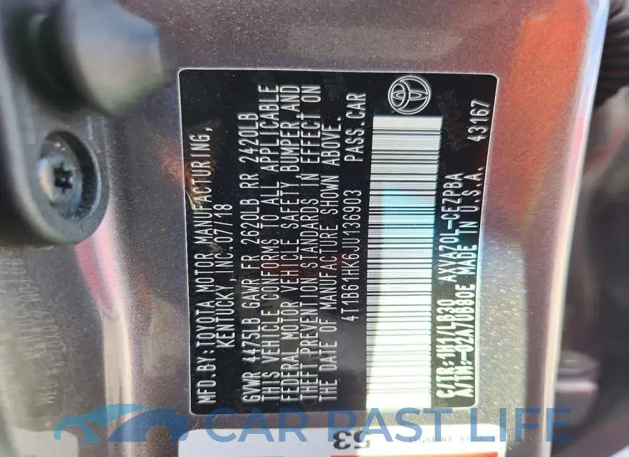 4T1B61HK6JU136903# 13