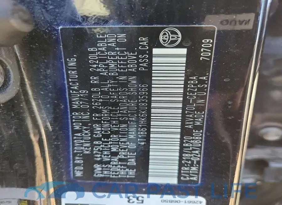 4T1B61HK6KU835966# 12