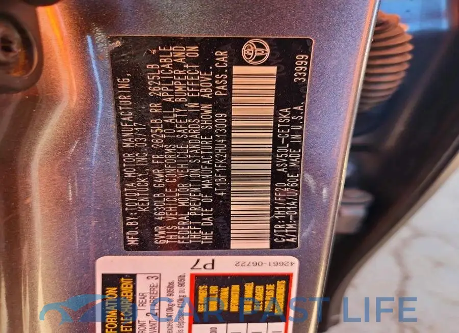 4T1BF1FK2HU413009# 12