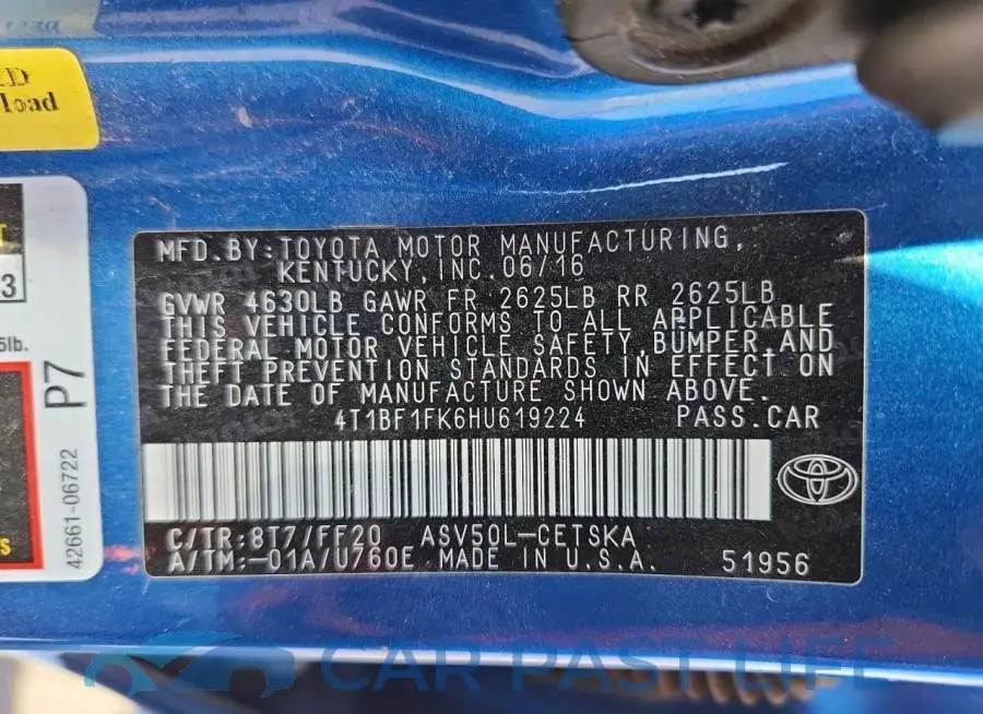 4T1BF1FK6HU619224# 12