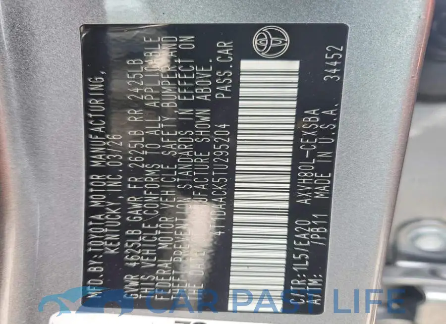 4T1DAACK5TU295204# 12