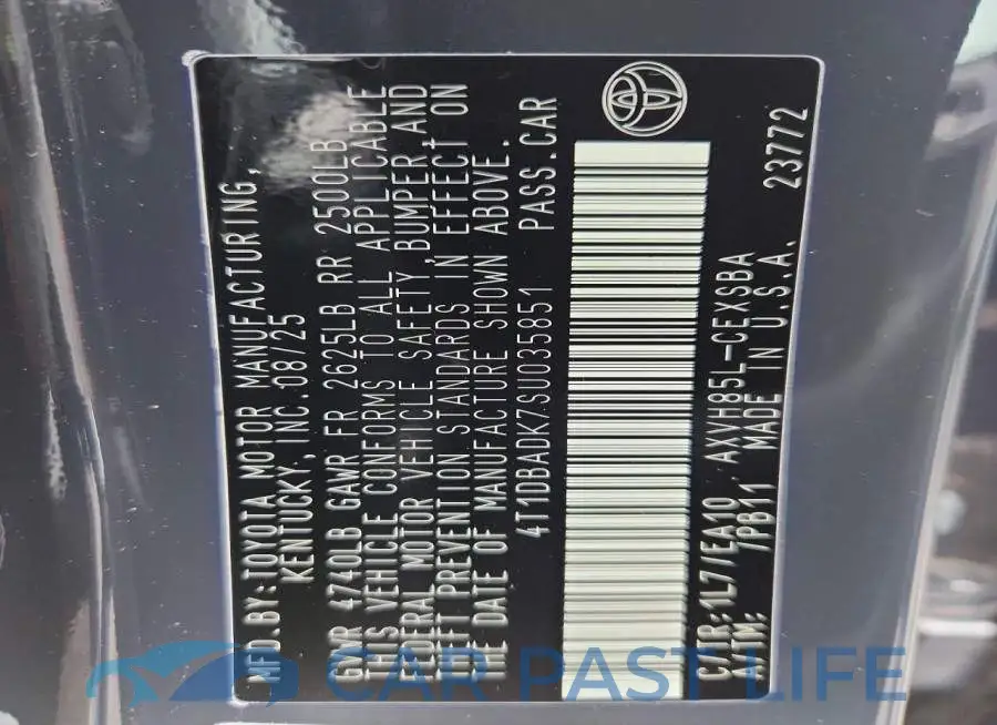4T1DBADK7SU035851# 12