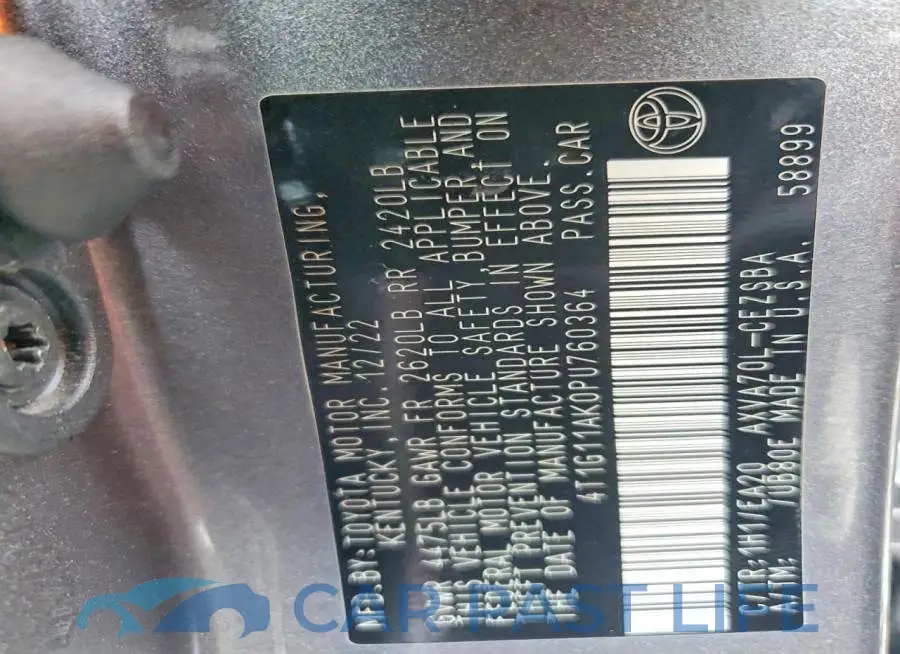 4T1G11AK0PU760364# 12