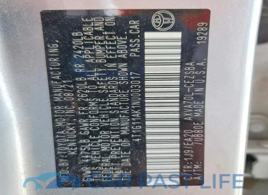 4T1G11AK1NU003017# 12