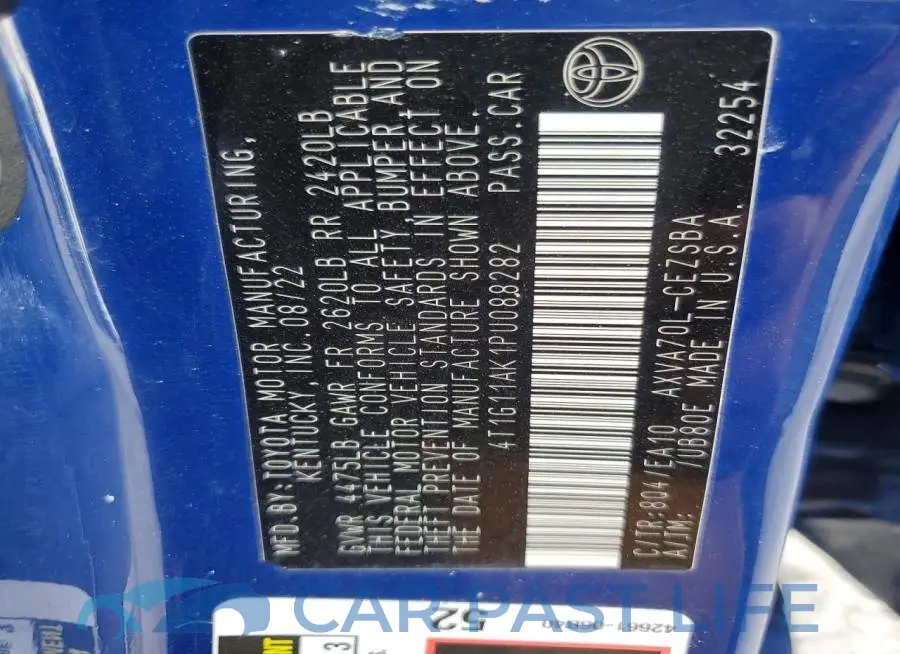 4T1G11AK1PU088282# 12