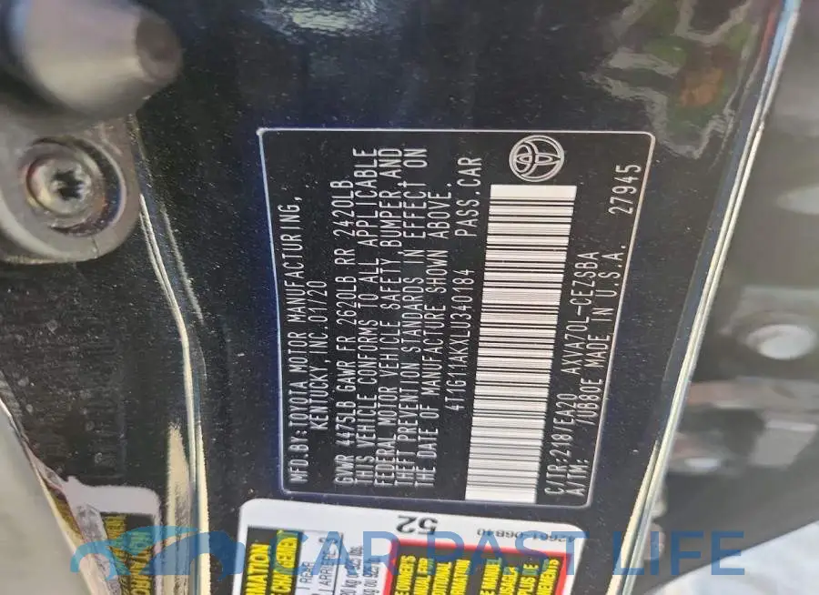 4T1G11AKXLU340184# 13