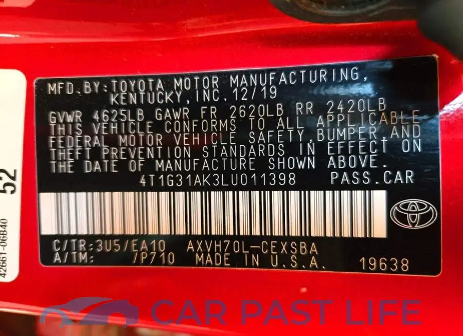 4T1G31AK3LU011398# 12