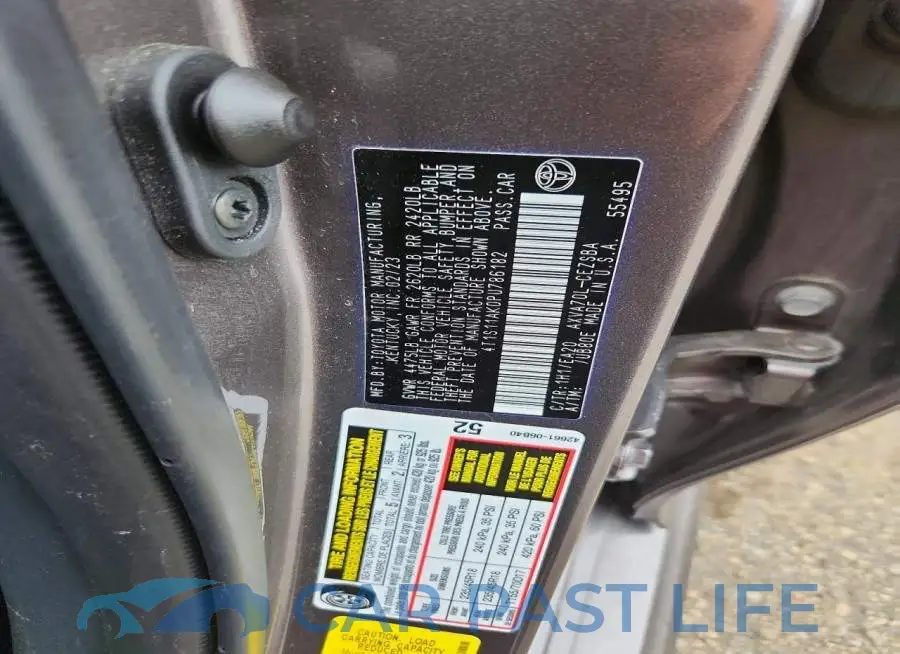 4T1S11AK0PU786182# 12
