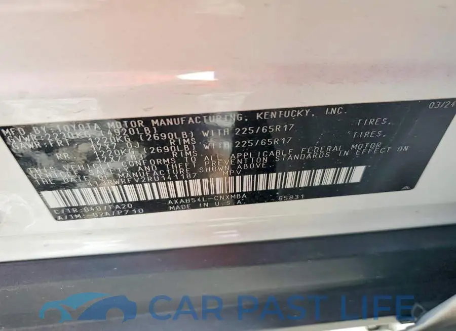 4T3RWRFV2RU141187# 13