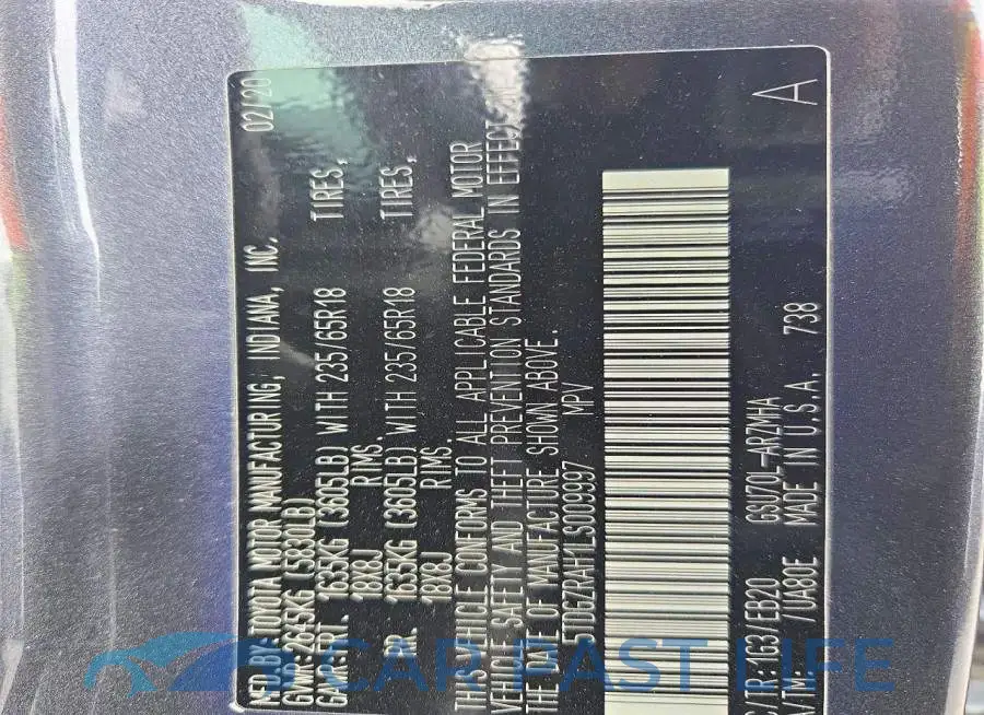 5TDGZRAH1LS009997# 13