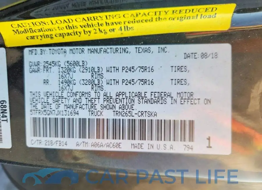 5TFRX5GN7JX131694# 12