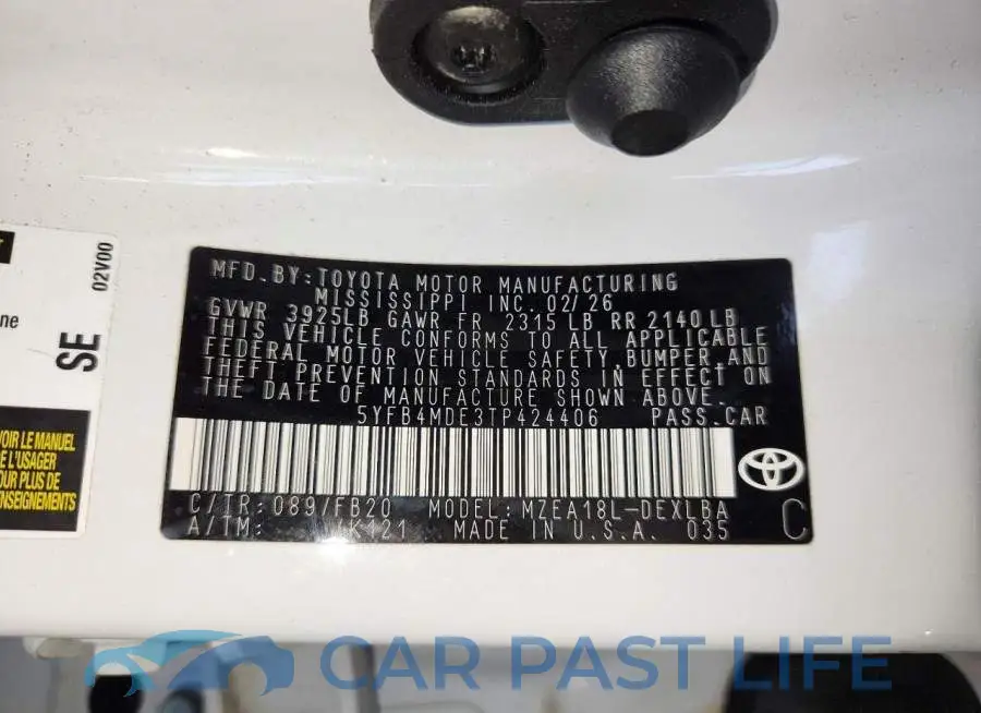 5YFB4MDE3TP424406# 12