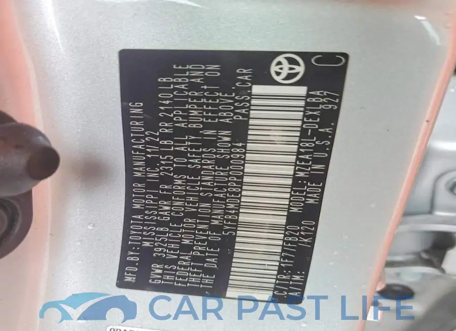 5YFB4MDE8PP000984# 12