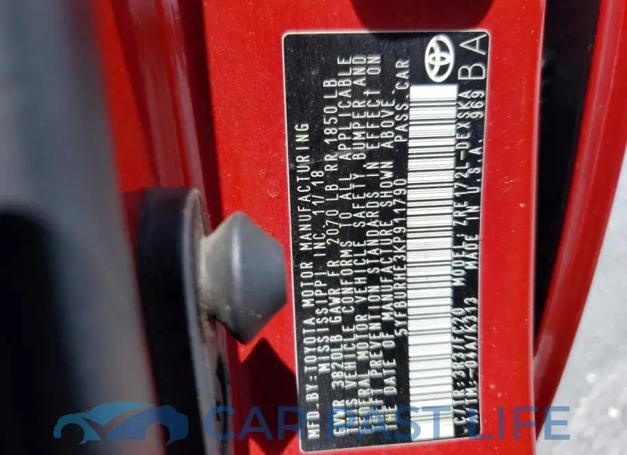 5YFBURHE3KP911790# 14