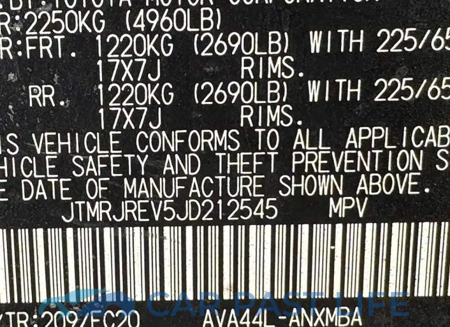JTMRJREV5JD212545# 13