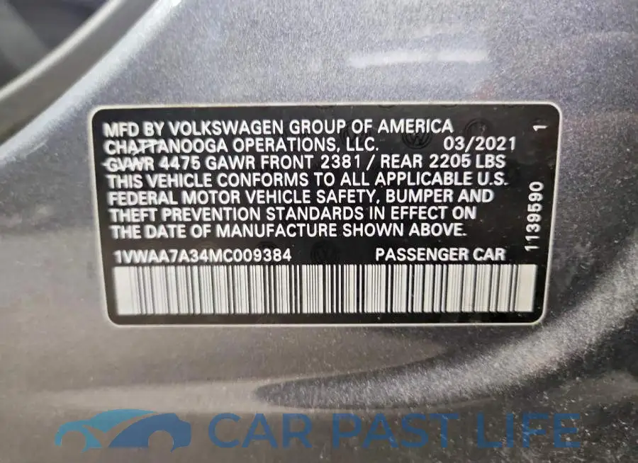 1VWAA7A34MC009384# 12