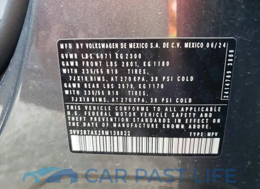3VV2B7AX2RM138822# 13
