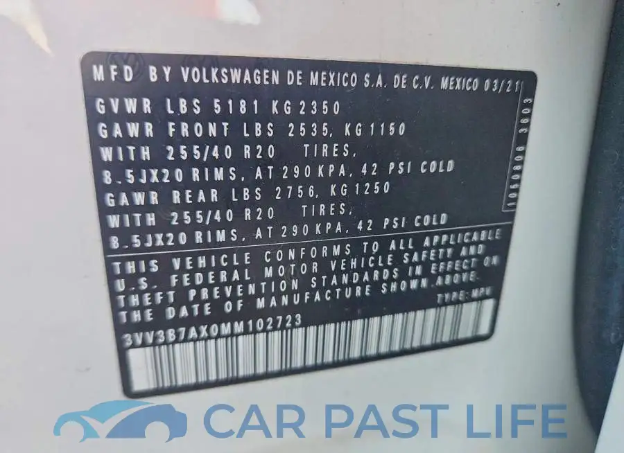 3VV3B7AX0MM102723# 14