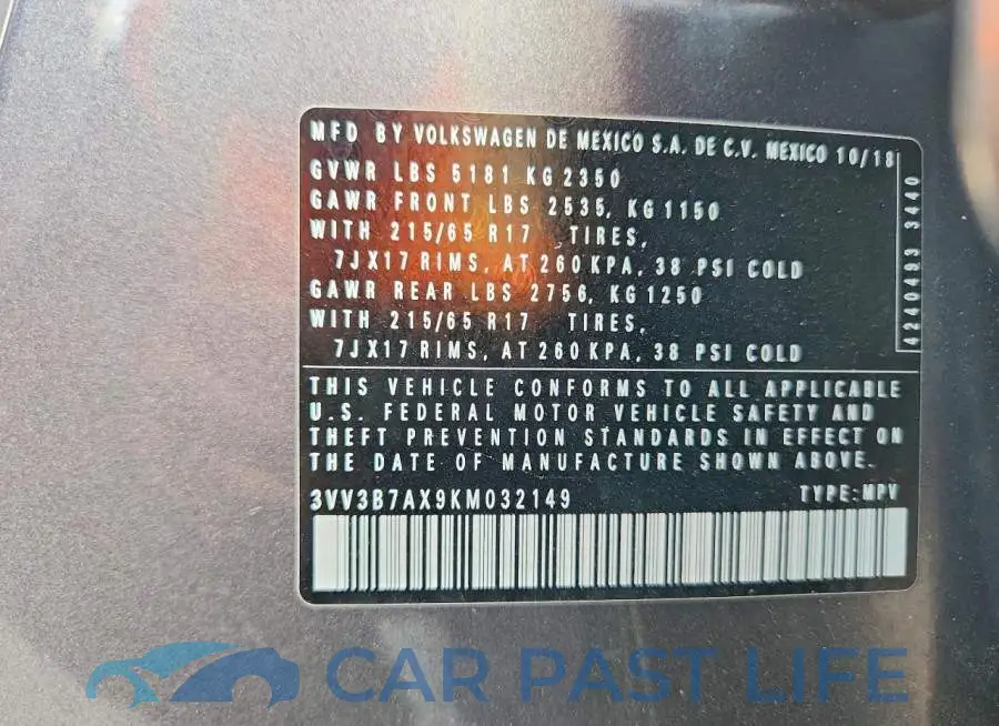 3VV3B7AX9KM032149# 13