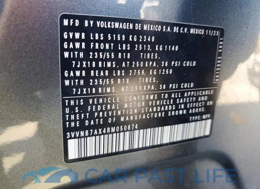 3VVNB7AX4RM050674# 13
