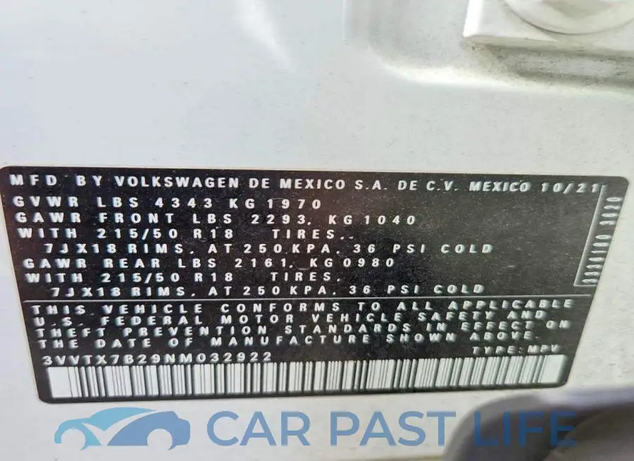 3VVTX7B29NM032922# 13