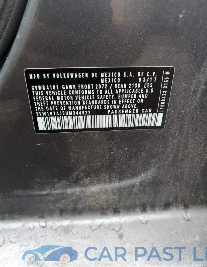 3VW167AJ5HM344822# 10