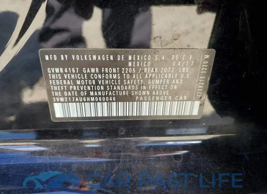 3VW217AU6HM060046# 12