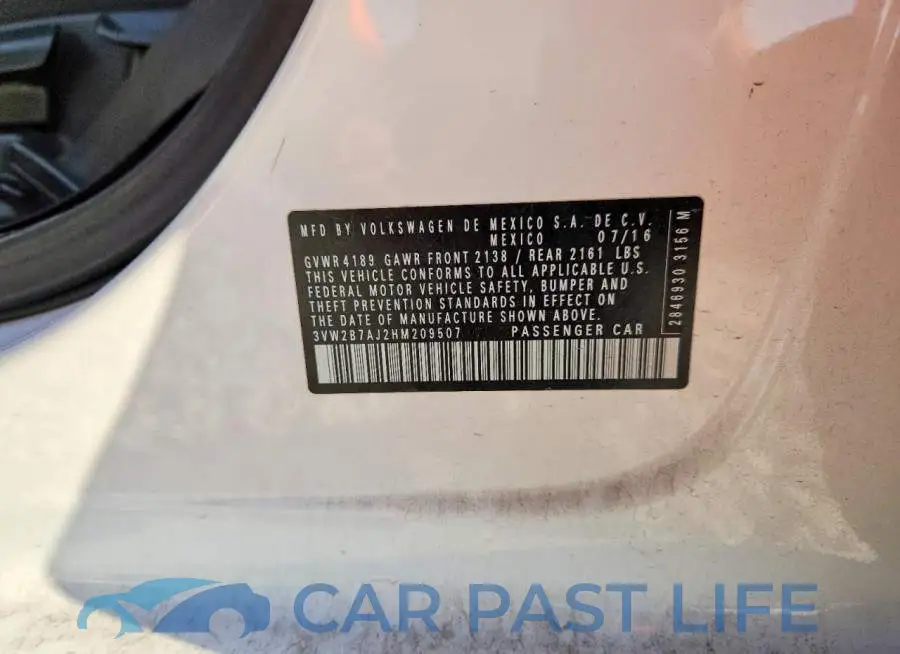 3VW2B7AJ2HM209507# 12