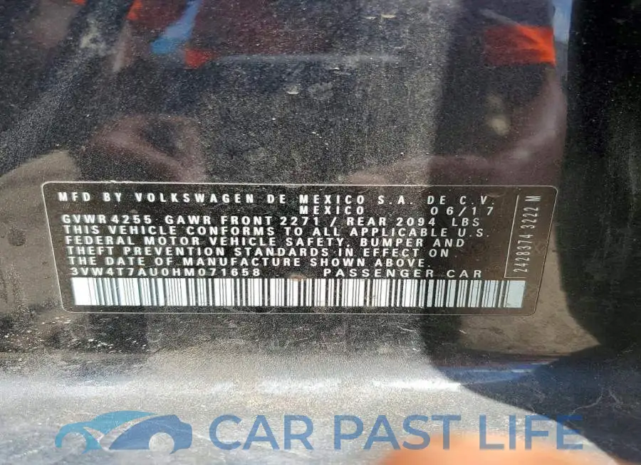 3VW4T7AU0HM071658# 12