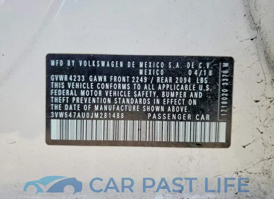3VW547AU0JM281488# 12