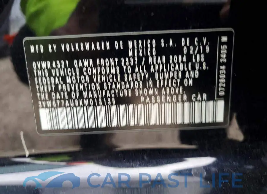 3VW6T7AU8KM013135# 12