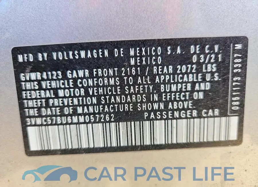 3VWC57BU6MM057262# 12