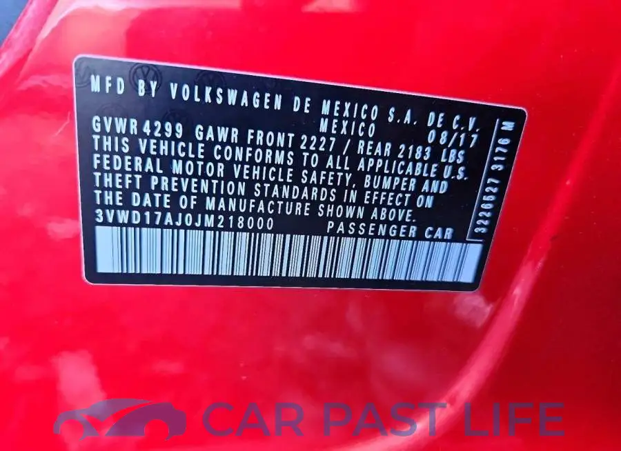 3VWD17AJ0JM218000# 12