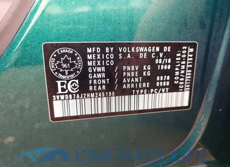 3VWDB7AJ2HM245190# 13