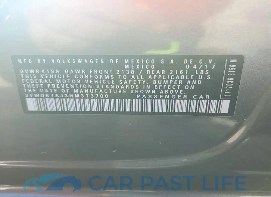 3VWDB7AJ3HM373700# 12
