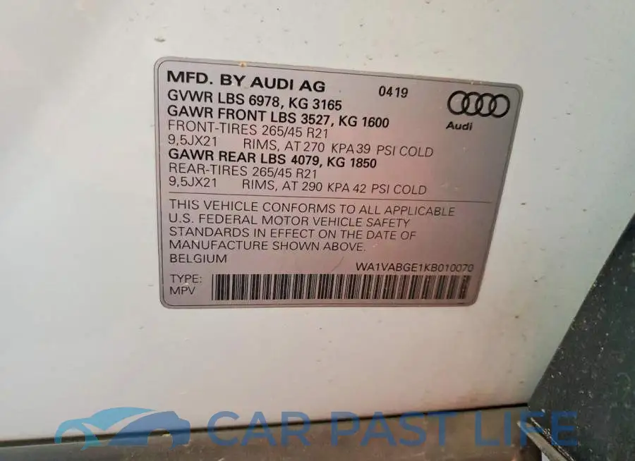 WA1VABGE1KB010070# 13