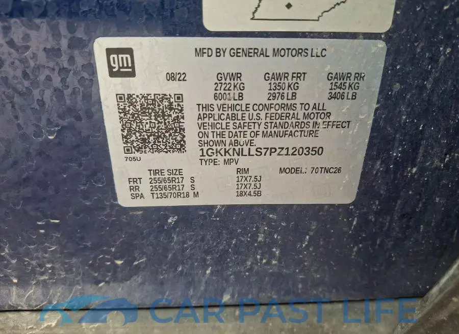 1GKKNLLS7PZ120350# 13