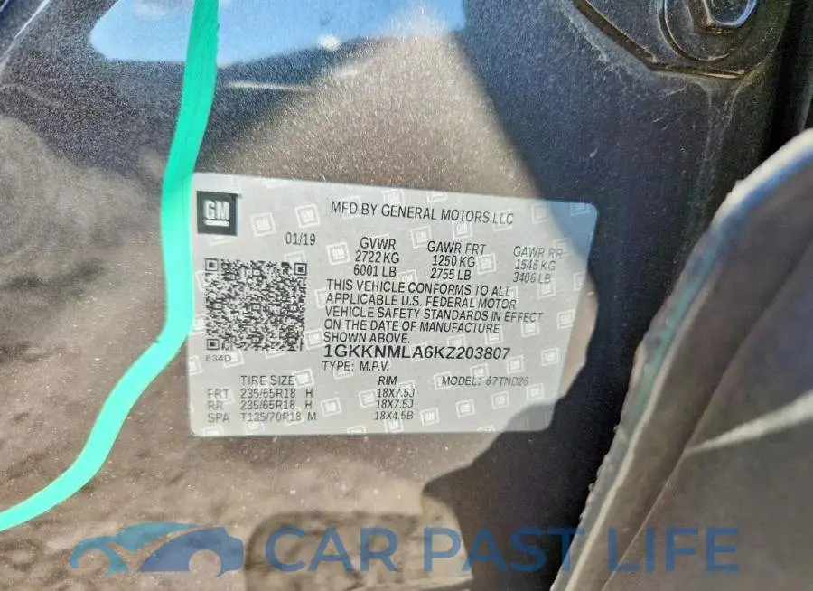 1GKKNMLA6KZ203807# 12