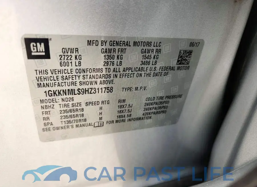 1GKKNMLS9HZ311758# 14