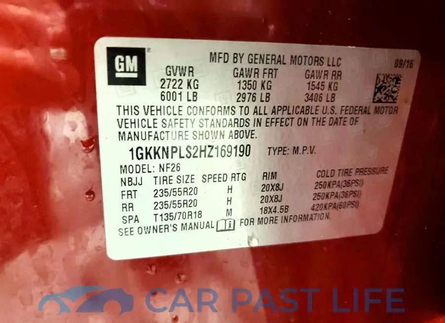 1GKKNPLS2HZ169190# 13