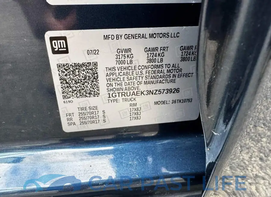 1GTRUAEK3NZ573926# 10