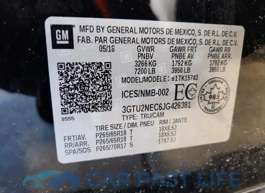 3GTU2NEC6JG426381# 12
