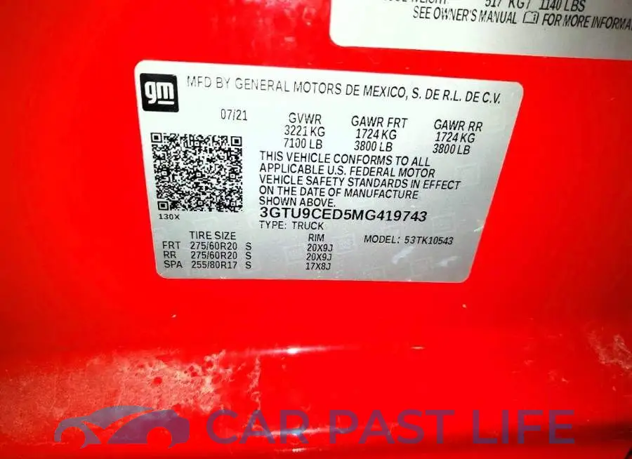 3GTU9CED5MG419743# 12