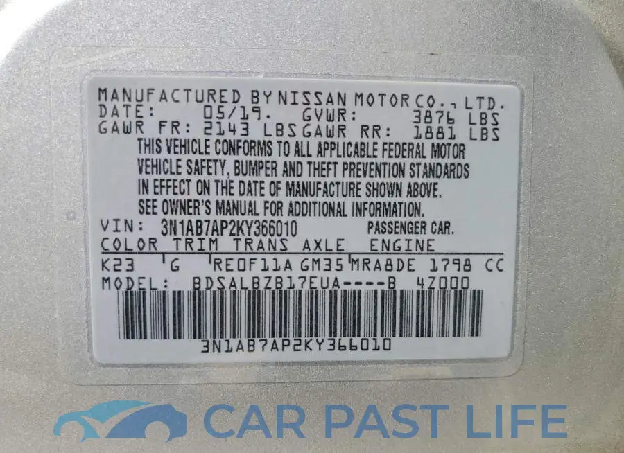 3N1AB7AP2KY366010# 13