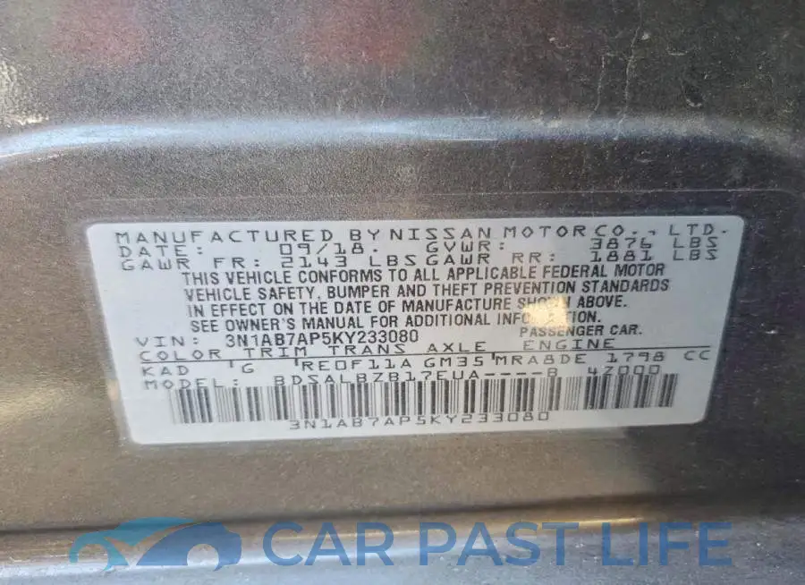 3N1AB7AP5KY233080# 12