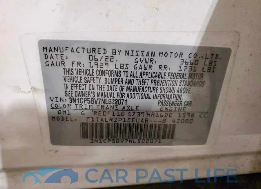 3N1CP5BV7NL522071# 12