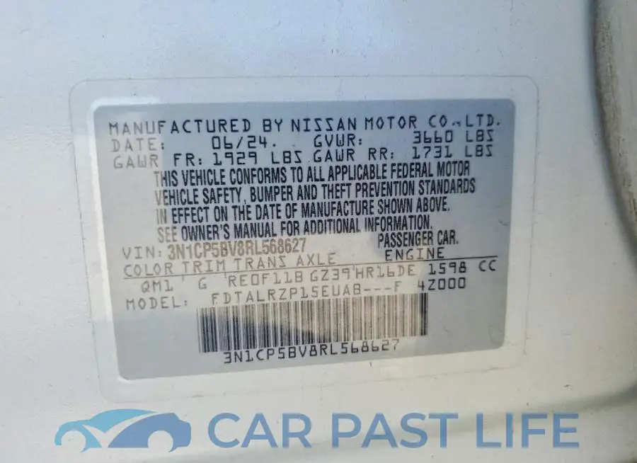3N1CP5BV8RL568627# 12