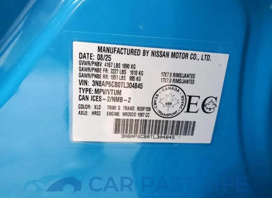 3N8AP6CB0TL304845# 13