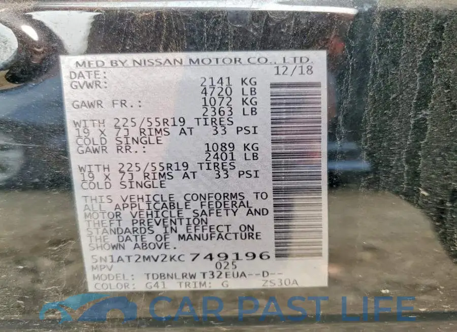5N1AT2MV2KC749196# 13