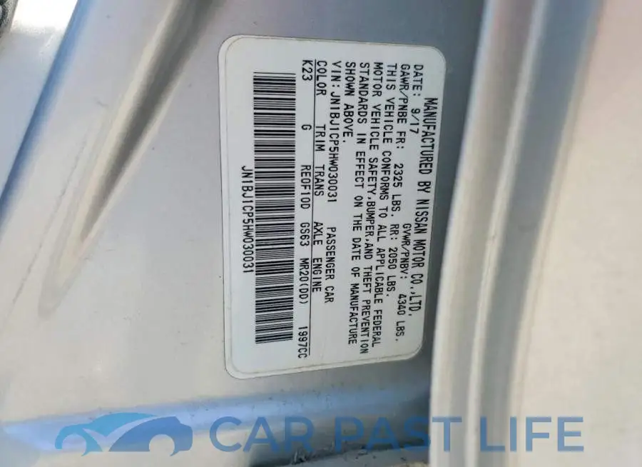 JN1BJ1CP5HW030031# 14